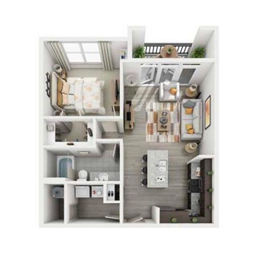 One Bedroom Floor Plan | Apartments in West Columbia SC | Advenir at One Eleven