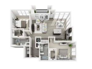 Two Bedroom Floor Plan | Apartments in West Columbia SC | Advenir at One Eleven