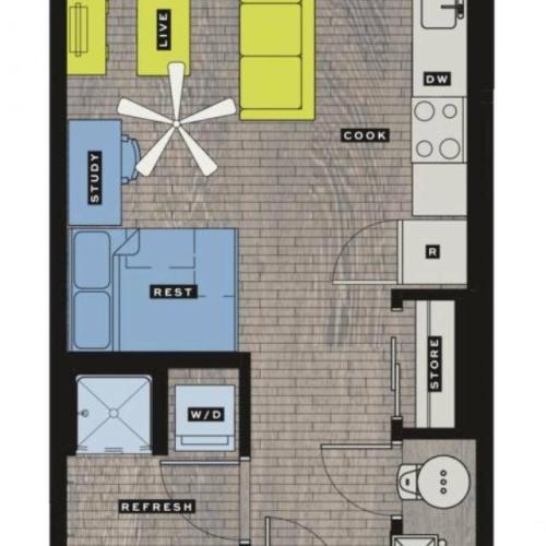 S1 - Studio Floor Plan | Bixby Kennesaw | Kennesaw, GA Apartments