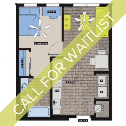 1 Bedroom Floor Plan | Bixby Kennesaw | Kennesaw, GA Apartments