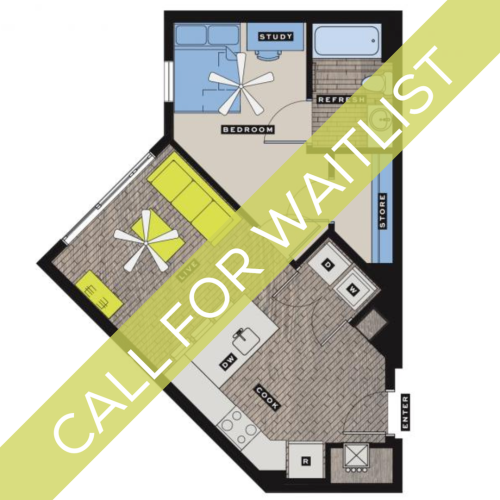1 Bdrm Floor Plan | Bixby Kennesaw | Kennesaw Apartments Near KSU