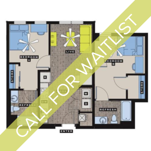 B1 - 2 Bedroom Floor Plan  | Bixby Kennesaw | Kennesaw Apartments Near KSU