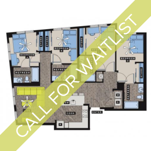 D3 4 Bedroom Floor Plan | Bixby Kennesaw | Off-Campus Housing Near KSU