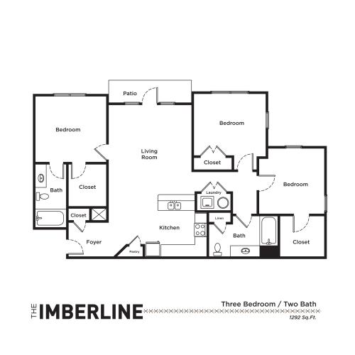 3 Bedroom Floor Plan | Apartments In Fort Mill SC | Kingsley Apartments