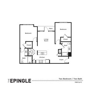 2 Bedroom Floor Plan | Apartments In Fort Mill SC | Kingsley Apartments