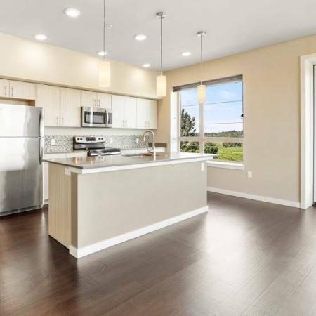 Kitchen with Pendant Lighting | Salem OR Apartments | South Block
