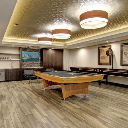 Resident Game Room with Billiards and Shuffleboard | Bedroom Apartments Hillsboro Oregon | Tessera at Orenco Station