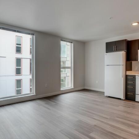 621 Living Space - Kitchen | HANA Apartments | Apartments Seattle WA