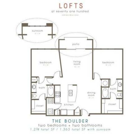 The Boulder | Two Bedroom | The Lofts at 7100