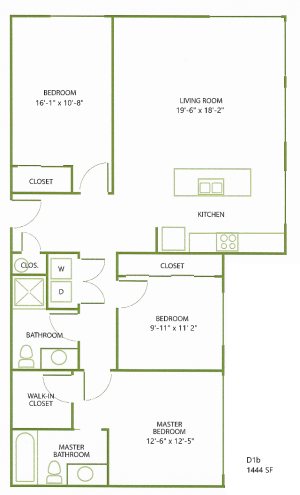 Three Bedroom Floor Plan | Apartments For Rent In Salem, OR| South Block Apartments