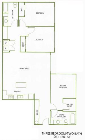 3 Bedroom Floor Plan | Apartments For Rent In Salem, OR| South Block Apartments