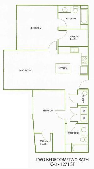 Two Bedroom Floor Plan | Apartments For Rent In Salem, OR| South Block Apartments