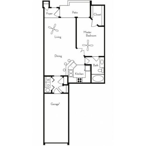 1 Bedroom Floor Plan | Apartments For Rent In Phoenix, AZ | Pavilions on Central Apartments
