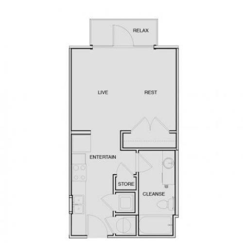 Studio Floor Plan | Apartments In South Nashville | Note 16