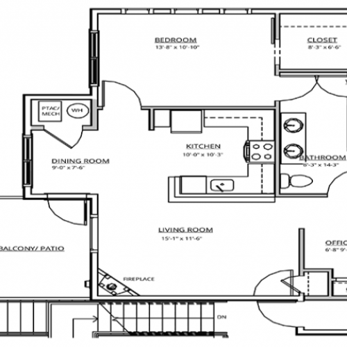 1 Bedroom Floor Plan | Apartments For Rent In Bend, OR | Seasons Apartments at Farmington Reserve