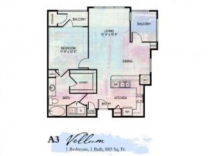 Vellum 1 Bdrm Floor Plan | 2 Bedroom Apartments In Franklin Tn | Artessa