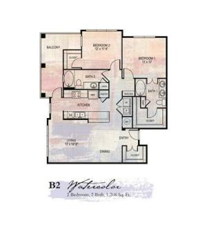 Watercolor 2 Bedroom Floor Plan | Apartments For Rent In Franklin Tn | Artessa