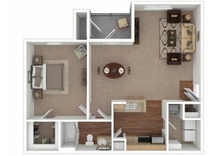 1 Bedroom Floor Plan | Apartments For Rent In Gallatin, TN | Stoneridge Farms at the Hunt Club Apartments