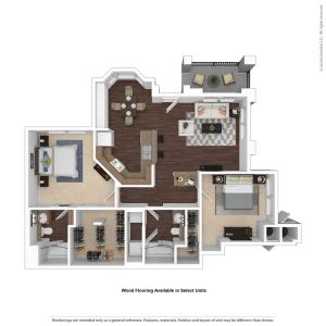 2 Bedroom Floor Plan | Apartments For Rent Henderson Nv | Verona