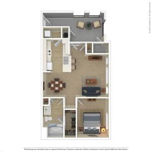 Floor Plan 2 | 1 Bedroom Apartments For Rent In Las Vegas Nv | Avanti