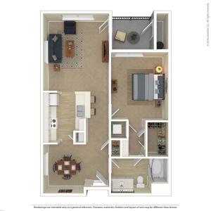 Floor Plan 7 | 1 Bedroom Apartments For Rent In Las Vegas Nv | Avanti
