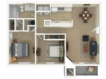 2 Bedroom Floor Plan | Apartments For Rent In Shoreline, WA | Ballinger Commons Apartments