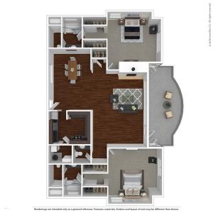 2 Bedroom Floor Plan | Apartments For Rent In Lake Oswego, OR | One Jefferson Apartments