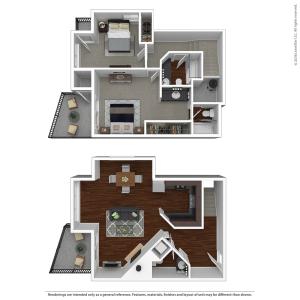 2 Bedroom Floor Plan | Apartments For Rent In Lake Oswego, OR  | One Jefferson Apartments