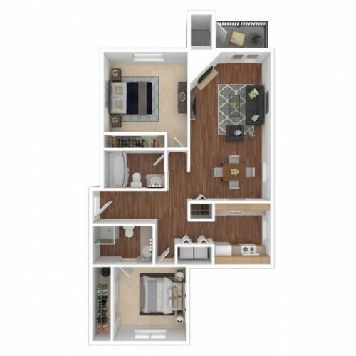 2 Bedroom Floor Plan | Apartments For Rent In Renton, WA | 2000 Lake Washington Apartments