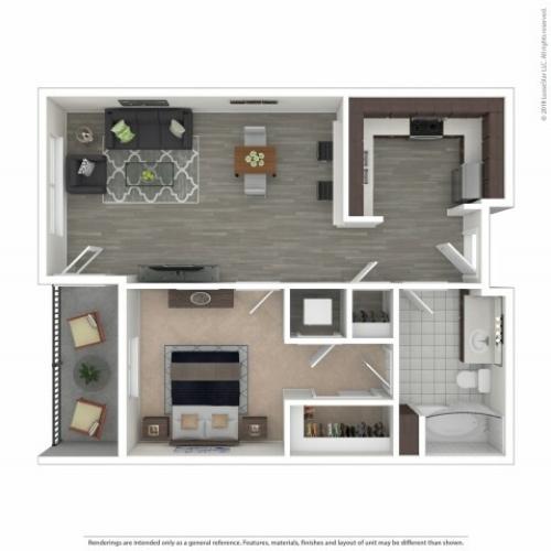 1 Bedroom Floor Plan | Apartments For Rent in Seattle, WA | Pratt Park Apartments