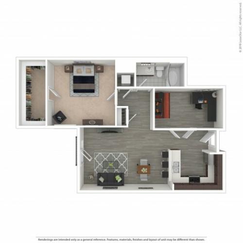 1 Bedroom Floor Plan | Apartments For Rent In Seattle, WA | Pratt Park Apartments