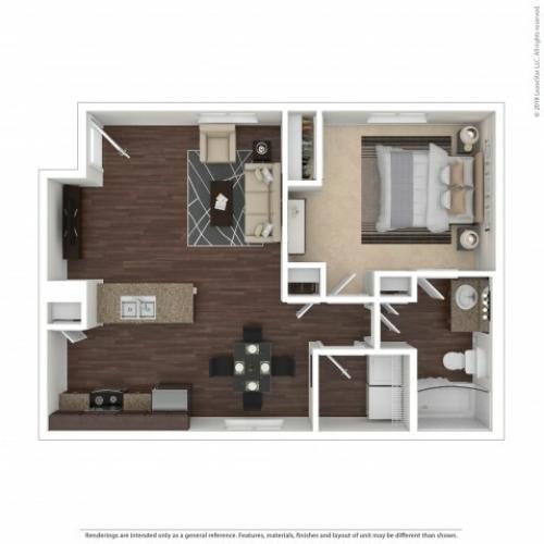 1 Bedroom Floor Plan | Apartments For Rent In Henderson, NV | The Edge at Traverse Pointe Apartments