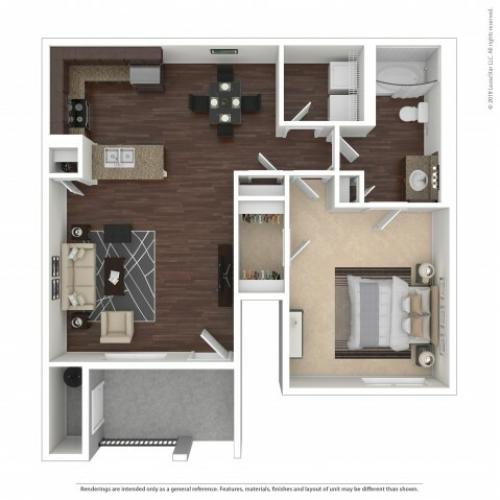 1 Bedroom Floor Plan | Apartments For Rent In Henderson, NV | The Edge at Traverse Pointe Apartments