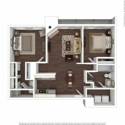 2 Bedroom Floor Plan | Apartments In Aurora Colorado | The Grove at City Center