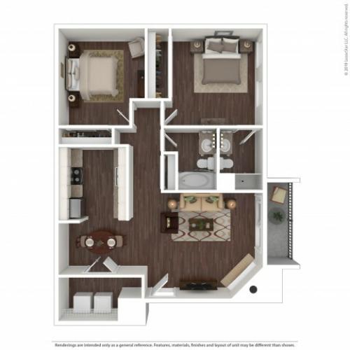 2 Bdrm Floor Plan | Pet Friendly Apartments Aurora Co | The Grove at City Center