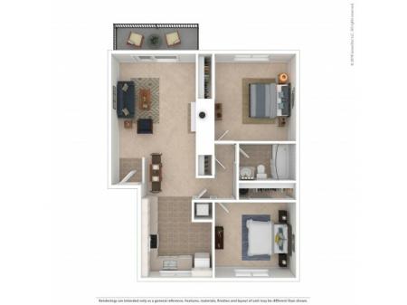 2 Bedroom Floor Plan | Apartments For Rent In Kirkland, WA | Emerson Apartments