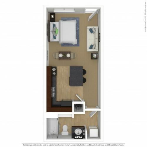 Studio Floor Plan | Apartments For Rent In Beaverton, OR | Element 170 Apartments