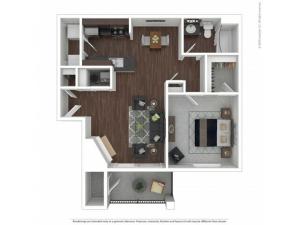 1 Bedroom Floor Plan | Apartments For Rent Castle Rock Colorado | The Bluffs at Castle Rock