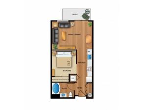 3D Image | 1 Bdrm Floor Plan | Outlook at Pilot Butte Apartments | Apartments Bend Oregon