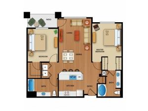 3D Image | 2 Bdrm Floor Plan | Outlook at Pilot Butte Apartments | Apartments For Rent Bend Oregon