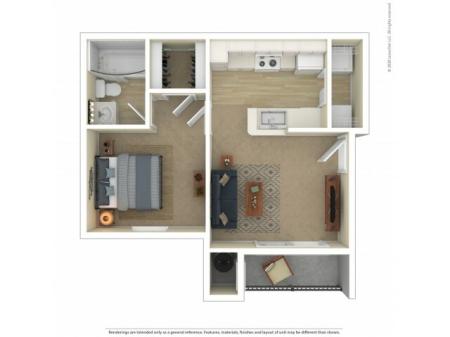 One Bedroom Floor Plan | Apartments For Rent In Commerce City, CO | Village Crest Apartment Homes