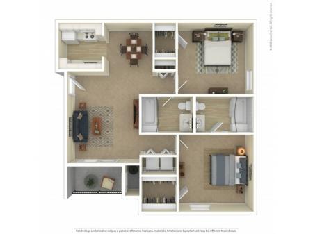 Two Bedroom Floor Plan | Apartments For Rent In Commerce City, CO | Village Crest Apartment Homes