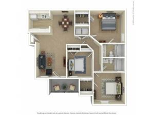 Three Bedroom Floor Plan | Apartments For Rent In Commerce City, CO | Village Crest Apartment Homes