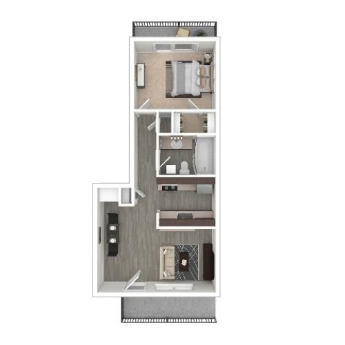 1 Bedroom Floor Plan | Apartments For Rent In Portland, OR | Arbor Creek Apartments