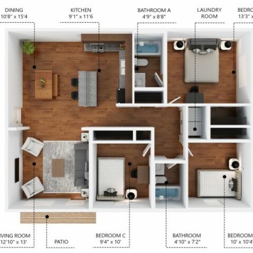 Premium 3 Bedroom Apartment Unit. Rent by Bed or Full Unit.