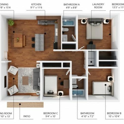 Premium 3 Bedroom Apartment Unit. Rent by Bed or Full Unit.