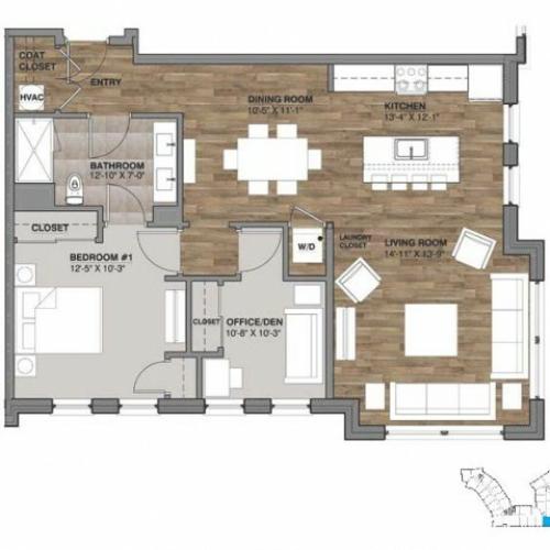 One Bedroom with Den - Unit Q