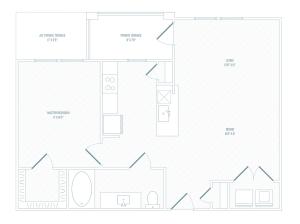 1 Bedroom Floor Plan | Apartments In Farmers Branch TX | Luxe at Mercer Crossing
