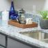 Stainless steel double sink, granite countertops