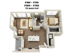 1x1-01 | 1 bed 1 bath | from 705 square feet